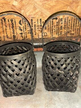 Decorative Black Woven Wicker Hanging Basket Lantern Candle Holder